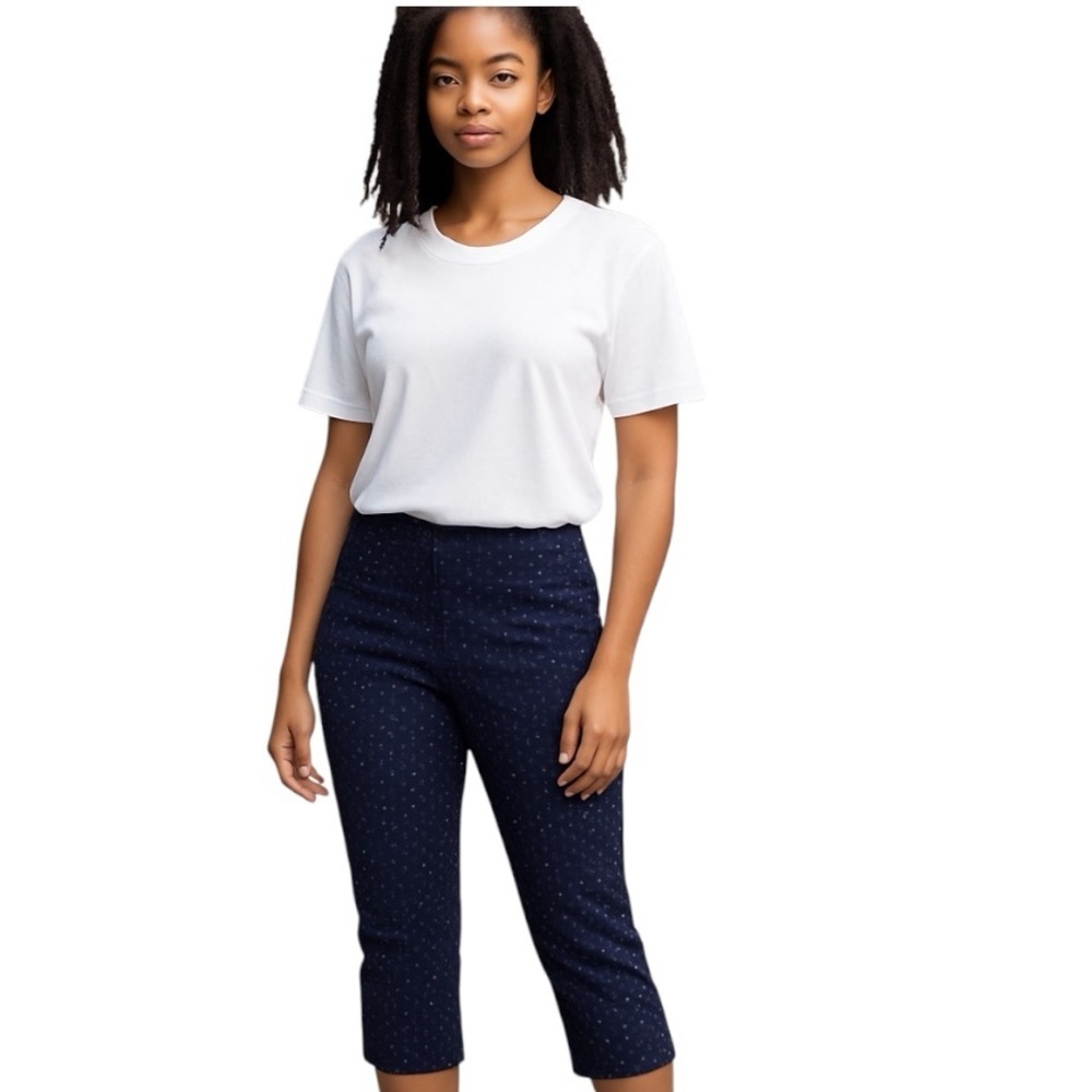 REITMAN’S The Iconic Polka Dot Pull On Navy and white Capris Pants size 12